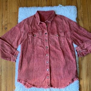 New unisex Shacket with raw hem, size M/L